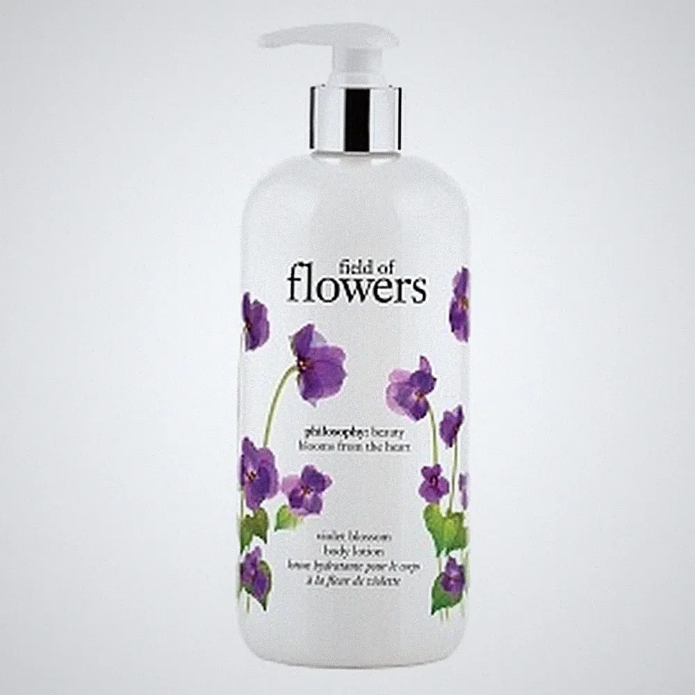 NEW + PUMP PHILOSOPHY FIELD OF FLOWERS PERFUMED BODY LOTION 16 OZ VIOLET BLOSSOM