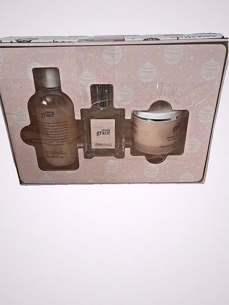 Philosophy Amazing Grace 3pc Gift Set Perfume Shampoo Shower Gel Whipped Body Cr